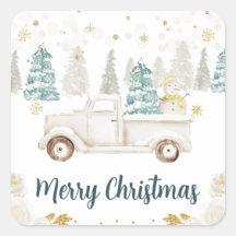 Feliz Natal de Inverno White e Dourado Caminhão