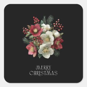 Adesivo Quadrado Feliz Natal - Design de Natal Feliz Hellebory Holi