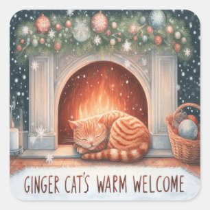 Adesivo Quadrado Feliz Natal do Ginger Cat