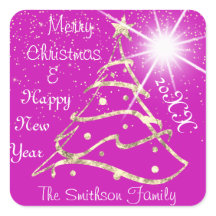 Feliz Natal e Árvore Feliz ano novo Rosa Dourado