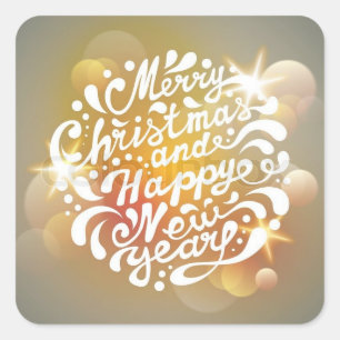 Adesivo Quadrado Feliz Natal e Feliz ano novo