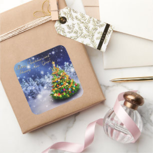 Adesivo Quadrado Feliz Natal e feliz ano novo