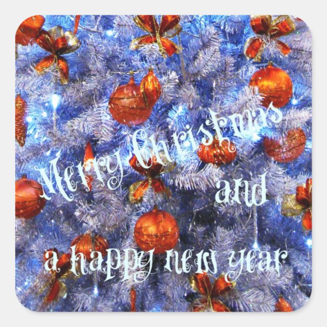 Adesivo Quadrado Feliz Natal e feliz ano novo! (Frente)