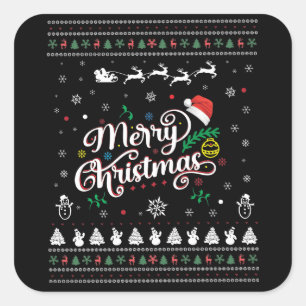 Adesivo Quadrado Feliz Natal Engraçado