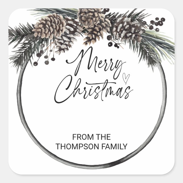 Adesivo Quadrado Feliz Natal Envelopes Feriados Desejos (Frente)