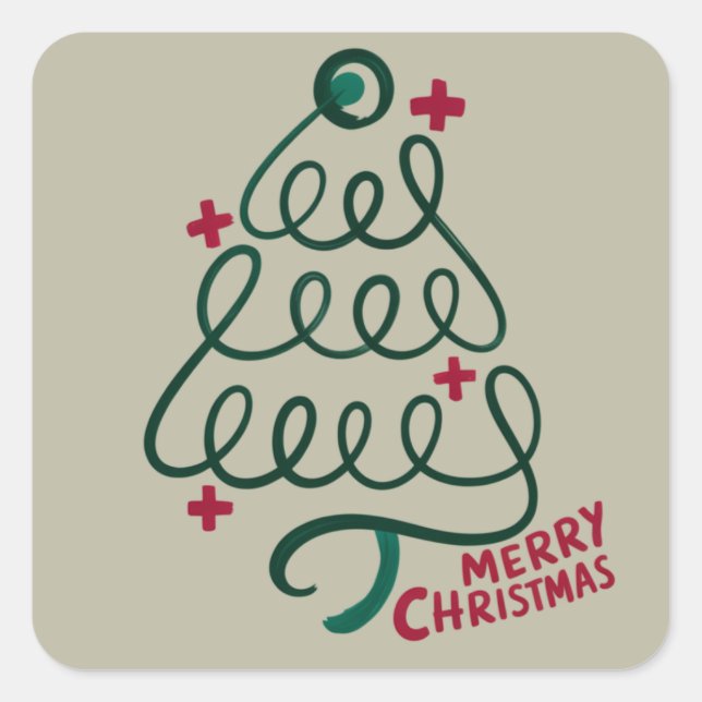 Adesivo Quadrado Feliz Natal Estetoscópio Trabalhador Médico da CNA (Frente)