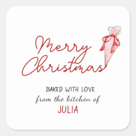 Adesivo Quadrado Feliz Natal Feito com Férias de Amor