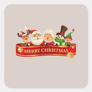 Adesivo Quadrado Feliz Natal, Feliz ano novo