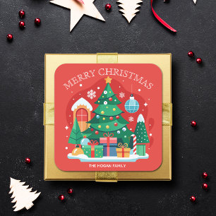 Adesivo Quadrado Feliz Natal Férias de Comida caseiras