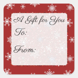 Adesivo Quadrado Feliz Natal Floco de Neve Vermelho para e de Stick