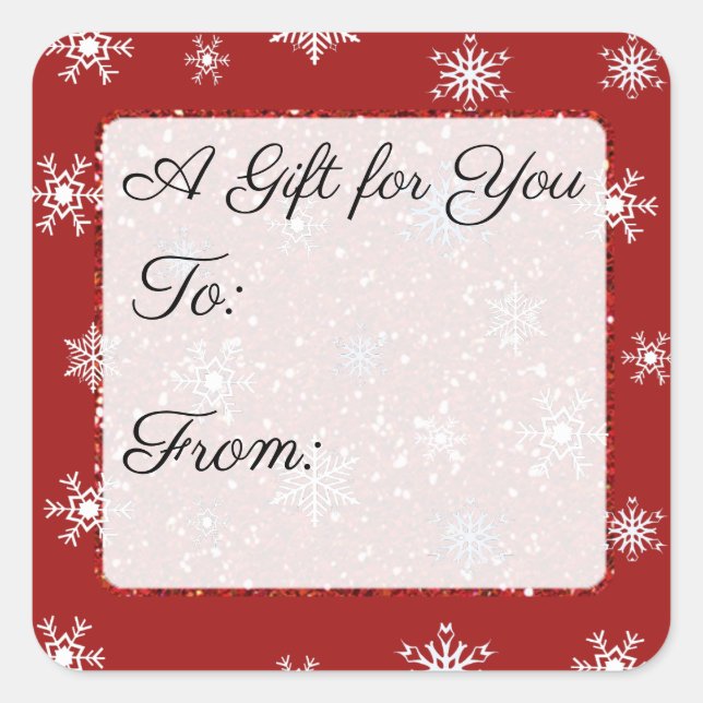 Adesivo Quadrado Feliz Natal Floco de Neve Vermelho para e de Stick (Frente)