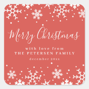 Adesivo Quadrado Feliz Natal Flocos de Neve de inverno costume de N