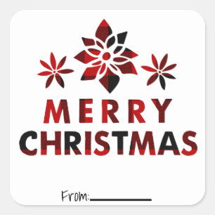 Adesivo Quadrado Feliz Natal Flores Festivas Tipo Férias de Xadrez