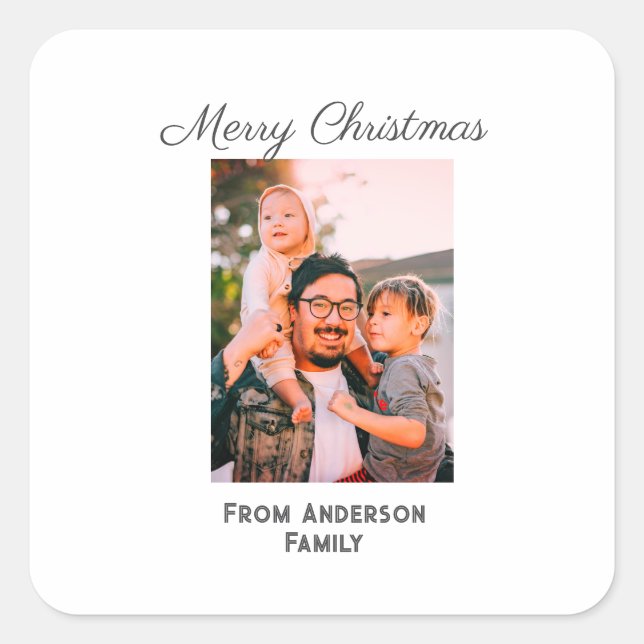 Adesivo Quadrado Feliz Natal foto do amor moderno família simples m (Frente)