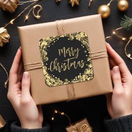 Adesivo Quadrado Feliz Natal Gelando Estrelas Douradas