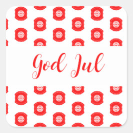 Adesivo Quadrado Feliz Natal God Jul padrão escandinavo presente