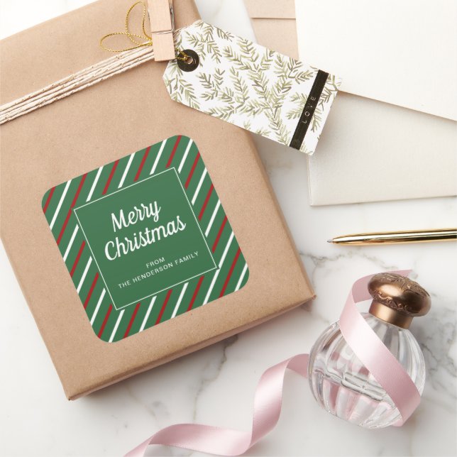 Adesivo Quadrado Feliz Natal - Greve Verde (Presentear)