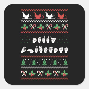 Adesivo Quadrado Feliz Natal - Língua de Sinais Americana I