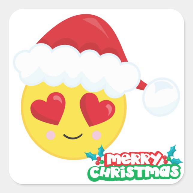 Adesivo Quadrado Feliz Natal Love Emoji (Frente)