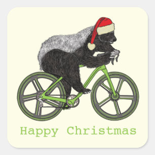 Adesivo Quadrado Feliz Natal Mel Badger De bicicleta