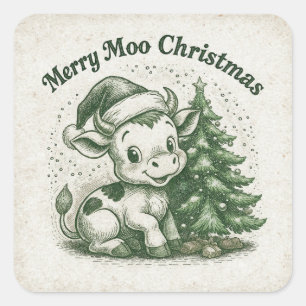 Adesivo Quadrado Feliz Natal Moo