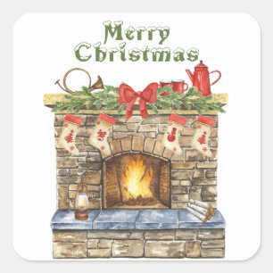 Adesivo Quadrado Feliz Natal Multi Elementos