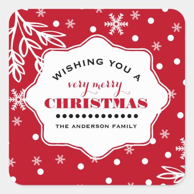 Adesivo Quadrado Feliz Natal. Natal personalizado (Frente)