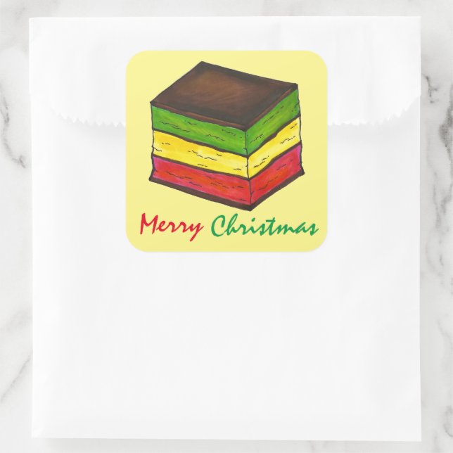 Adesivo Quadrado Feliz Natal - Padaria Italiana Rainbow Cookie (Bolsa)