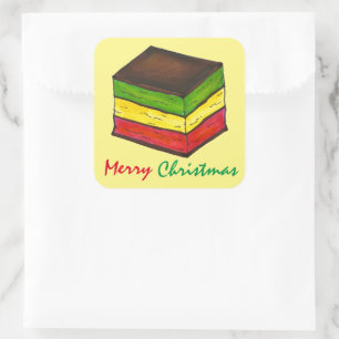 Adesivo Quadrado Feliz Natal - Padaria Italiana Rainbow Cookie
