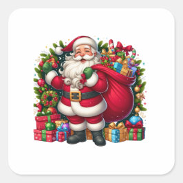 Adesivo Quadrado Feliz Natal Papai Noel
