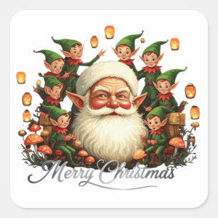 Adesivo Quadrado Feliz Natal Papai Noel