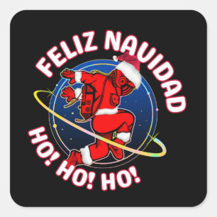 ADESIVO QUADRADO FELIZ NATAL PAPAI NOEL ASTRONAUTA ENGRAÇADO