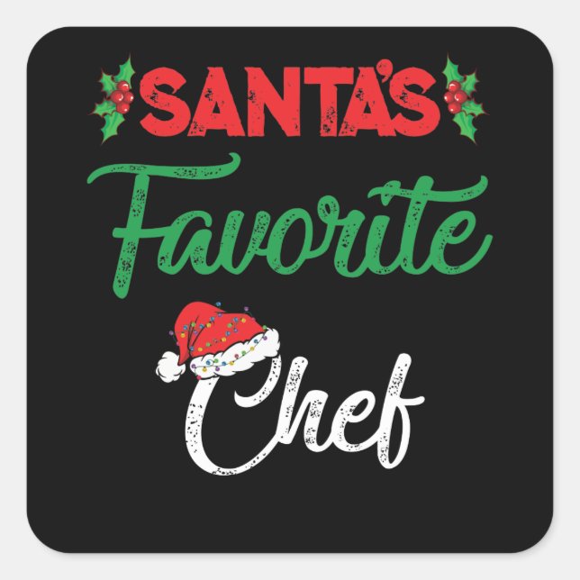 Adesivo Quadrado Feliz Natal Papais noeis Favoritos Chef Natal (Frente)