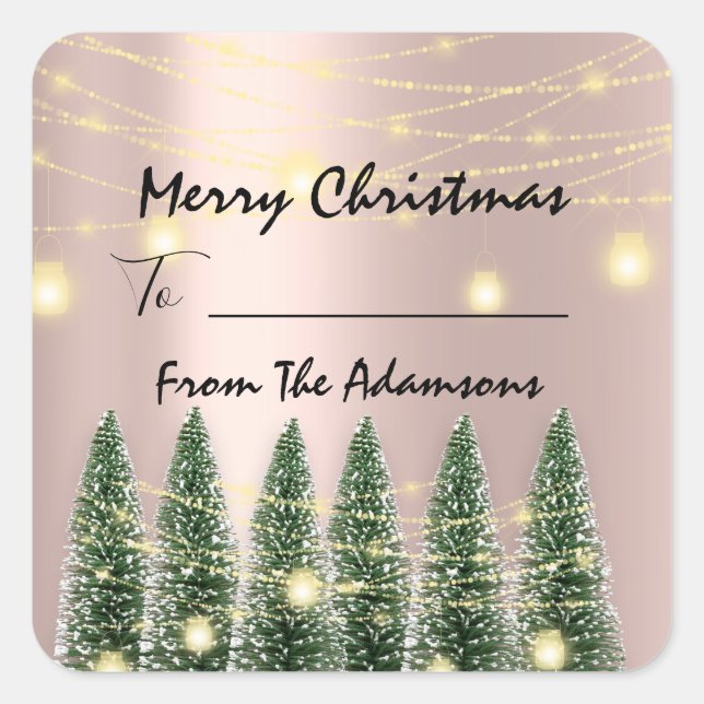 Adesivo Quadrado Feliz Natal Para..Da Árvore De Feriados De Nome Da (Frente)