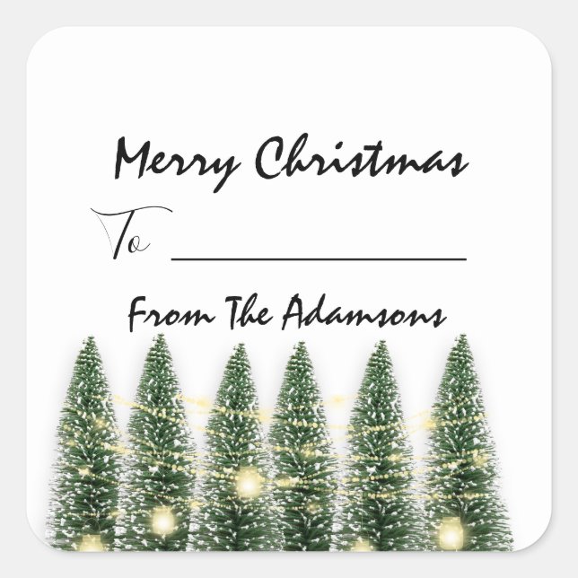 Adesivo Quadrado Feliz Natal Para..Da Árvore De Feriados De Nome Da (Frente)