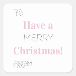 Adesivo Quadrado Feliz Natal Para Da Etipografia Rosa