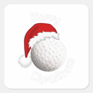 Adesivo Quadrado Feliz Natal para todos os fãs de Golfe e jogadore