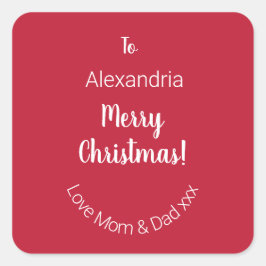 Adesivo Quadrado Feliz Natal Personalizado Da Mãe E Pai
