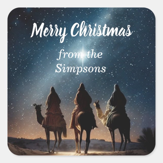 Adesivo Quadrado Feliz Natal Personalizado do Nome (Frente)