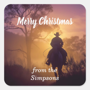 Adesivo Quadrado Feliz Natal Personalizado Do Nome Cavalo