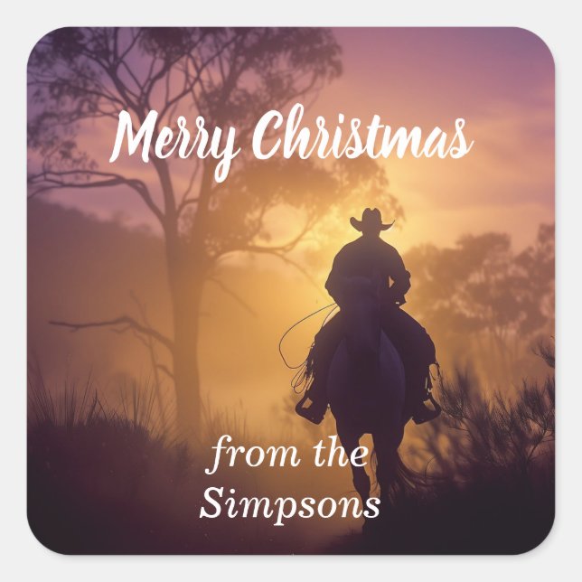 Adesivo Quadrado Feliz Natal Personalizado Do Nome Cavalo (Frente)