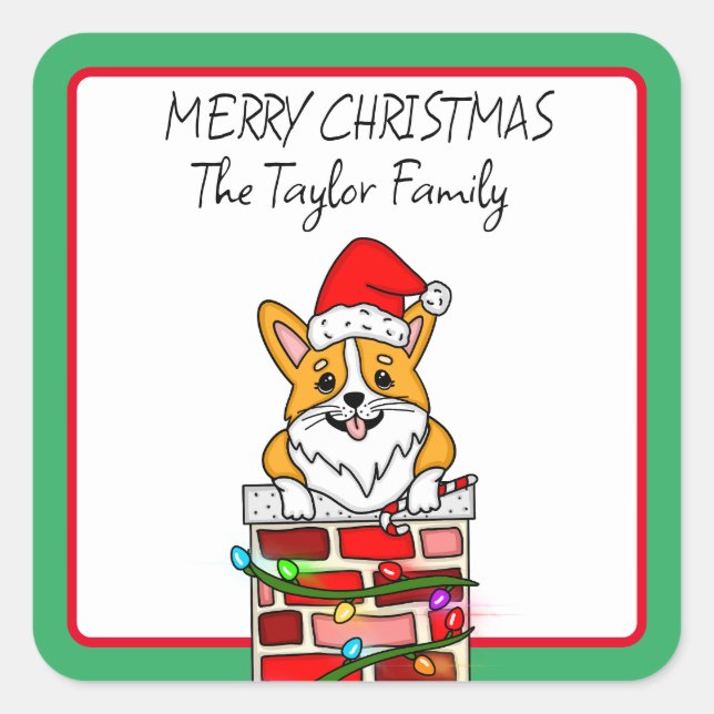 Adesivo Quadrado Feliz Natal Personalizado em Chimney (Frente)