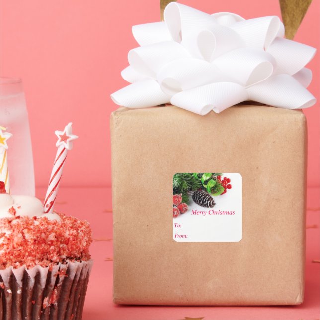 Adesivo Quadrado Feliz Natal Pine Cone Stickers (Festa)