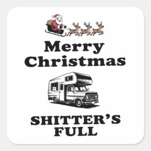 Adesivo Quadrado Feliz Natal Presente de Natal Cheio do Shitter Xma