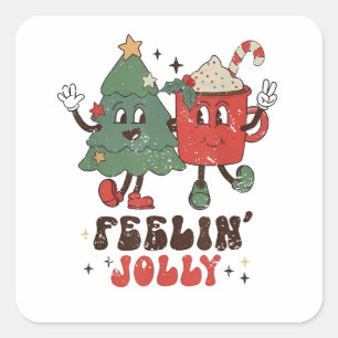 Adesivo Quadrado Feliz Natal Quente Cacoa Feliz Natal
