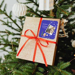 Adesivo Quadrado Feliz Natal Real - Foto da Família Azul