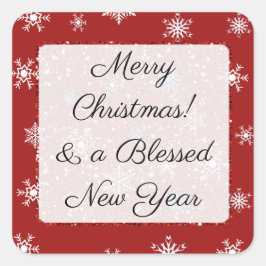 Adesivo Quadrado Feliz Natal Red Snowflakers