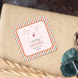 Adesivo Quadrado Feliz Natal Rosa