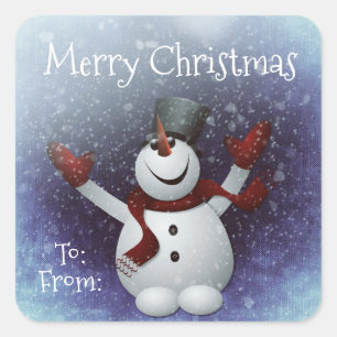 Adesivo Quadrado Feliz Natal Snowman