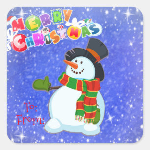 Adesivo Quadrado Feliz Natal Snowman